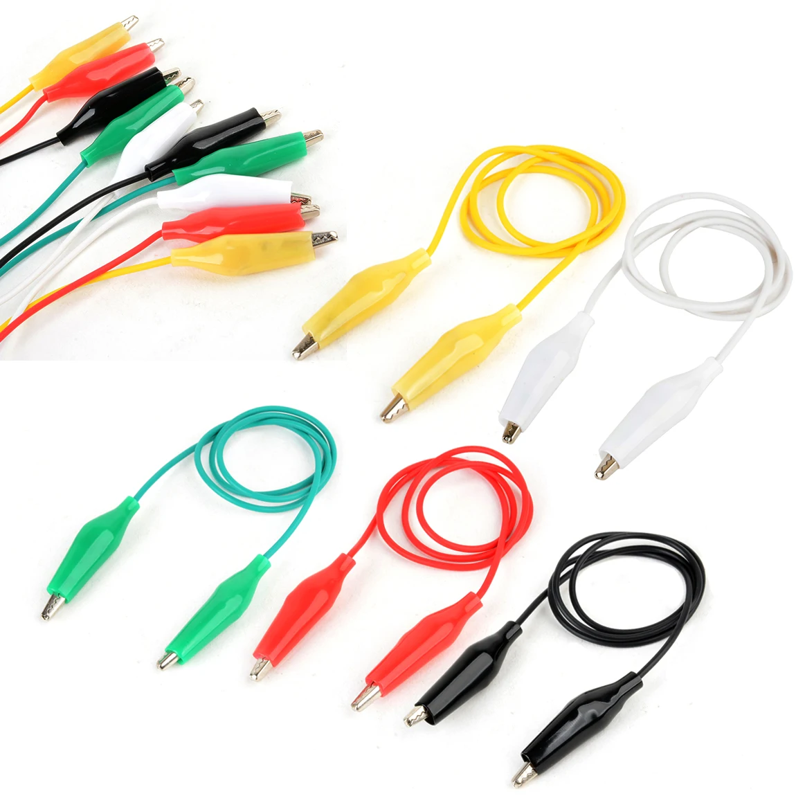 

10pcs/set 50cm Length Insulation Boot Metal Double-ended Alligator Clip Electric Test Lead Colorful Crocodile Clamp
