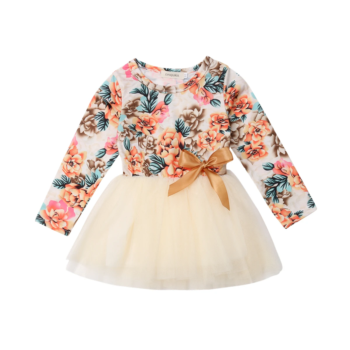 

1-6Y Princess Toddler Kids Baby Girl Floral Dress Long Sleeve Patchwork Tutu Tulle Pageant Party Dresses Clothes