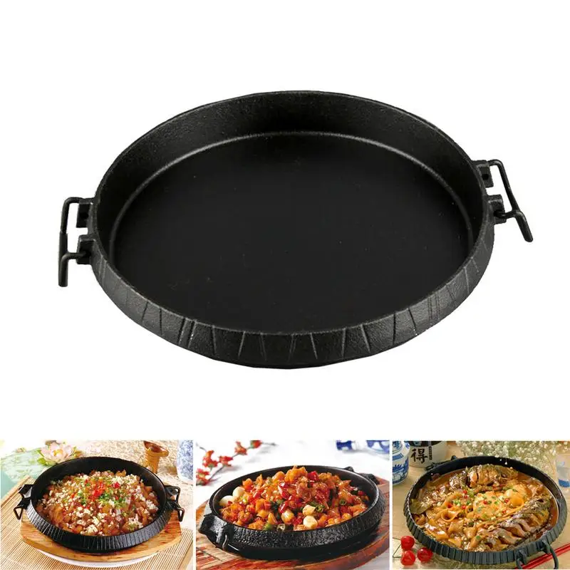 

Korean Baking Tray Induction Cooker BBQ Pot Maifan Stone Barbecue Tray Round Frying Pan Cast Iron Pizza Pan Oven Griddle
