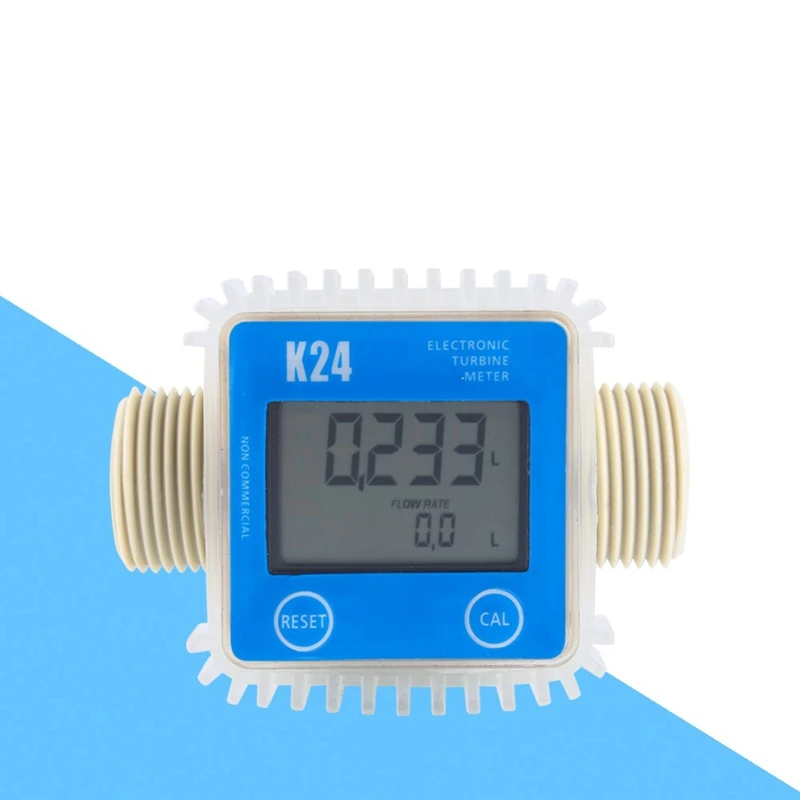 1 Pcs K24 Lcd Turbine Digital Fuel Flow Meter Widely Used For Chemicals Ultrasonic Diesel Kerosene Water Sea Blue Flow hot sale