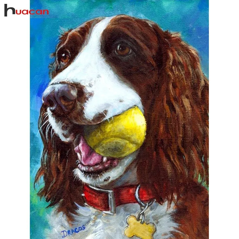 

HUACAN 5D DIY Diamond Painting Animals Diamond Embroidery Dogs Mosaic Cross Stitch Decoration Home Full Square/Round Drill
