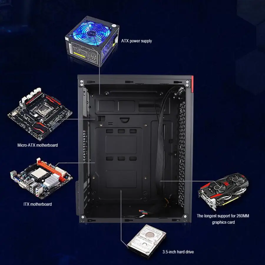 

Mini MATX/ITX Motherboard Computer Case PC Desktop Computer Case