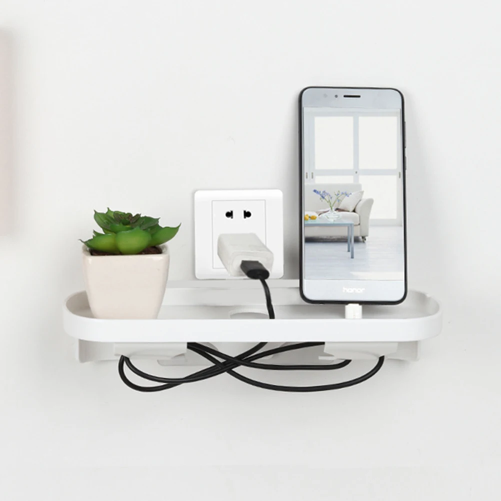 

1 Pc Charging Shelf Bedside Nightstand Tablet Phone Floating Sticky Storage Rack Organizer Tray for Bathroom Bedroom