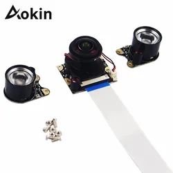 Module vidéo de caméra 5MP grand Angle de 175 degrés + 2 lumières IR + câble FFC de 16cm pour caméra Raspberry Pi 3 modèle B + 3 2 version nocturne 