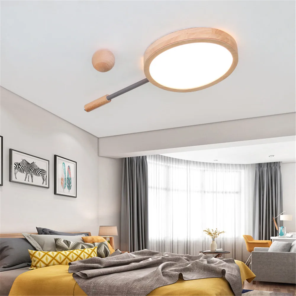

LED Wooden Ceiling Light Fixture Japanese Korean Tennis Racket Style Plafon Plafonier Lamp for Foyer Balcony Bedroom Living Room