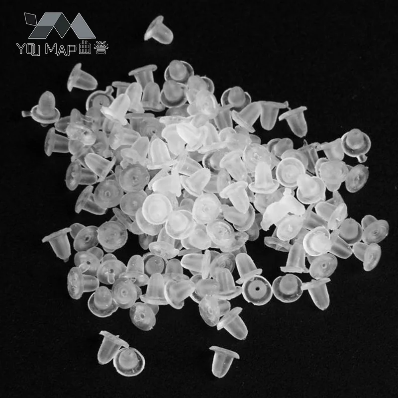 

100pcs/lot Stud Earring Transparent Rubber Stoppers Silicone Round Ear Plugging Blocked Earring Backs Stoppers Ear