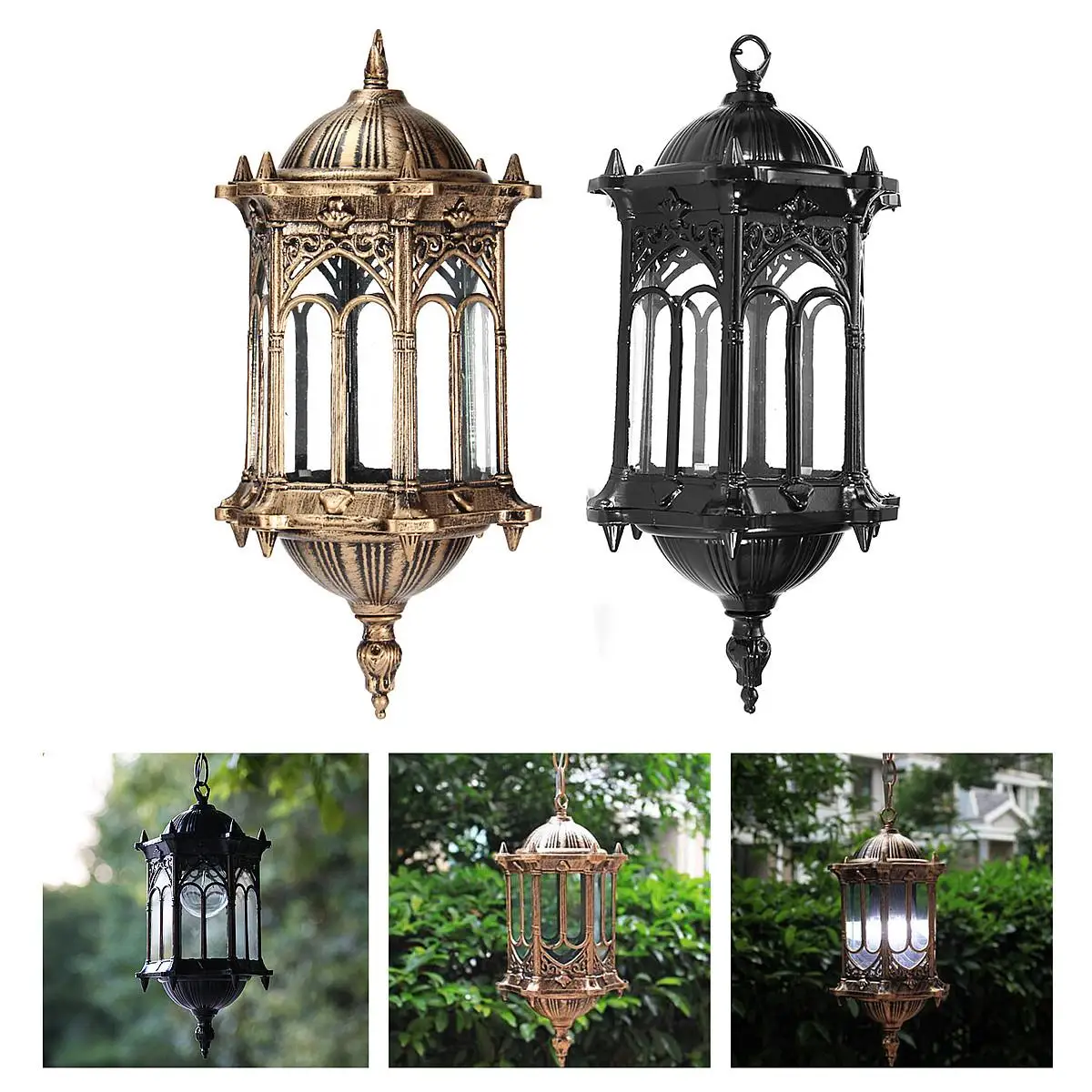 

Smuxi Round Panel Pendant Light Night Lamp Garden Vintage Bronze Black Cage Shape Coffee Shop Bar Home Decor Christmas Balcony