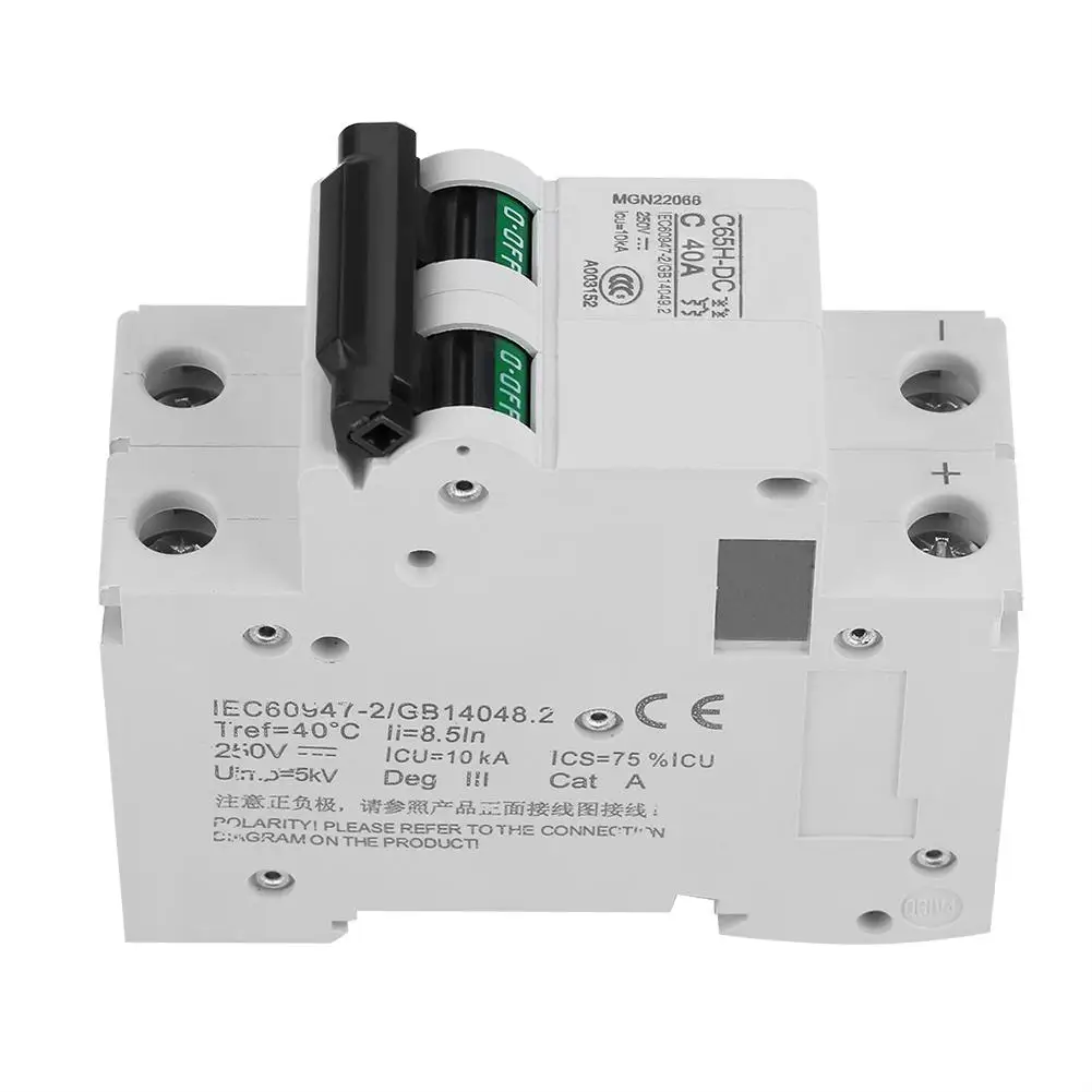 2 P 250 V DC Миниатюрный Выключатель 25A 40A низкий выключатель цепи напряжения для солнечных панелей сетки системы инструмент