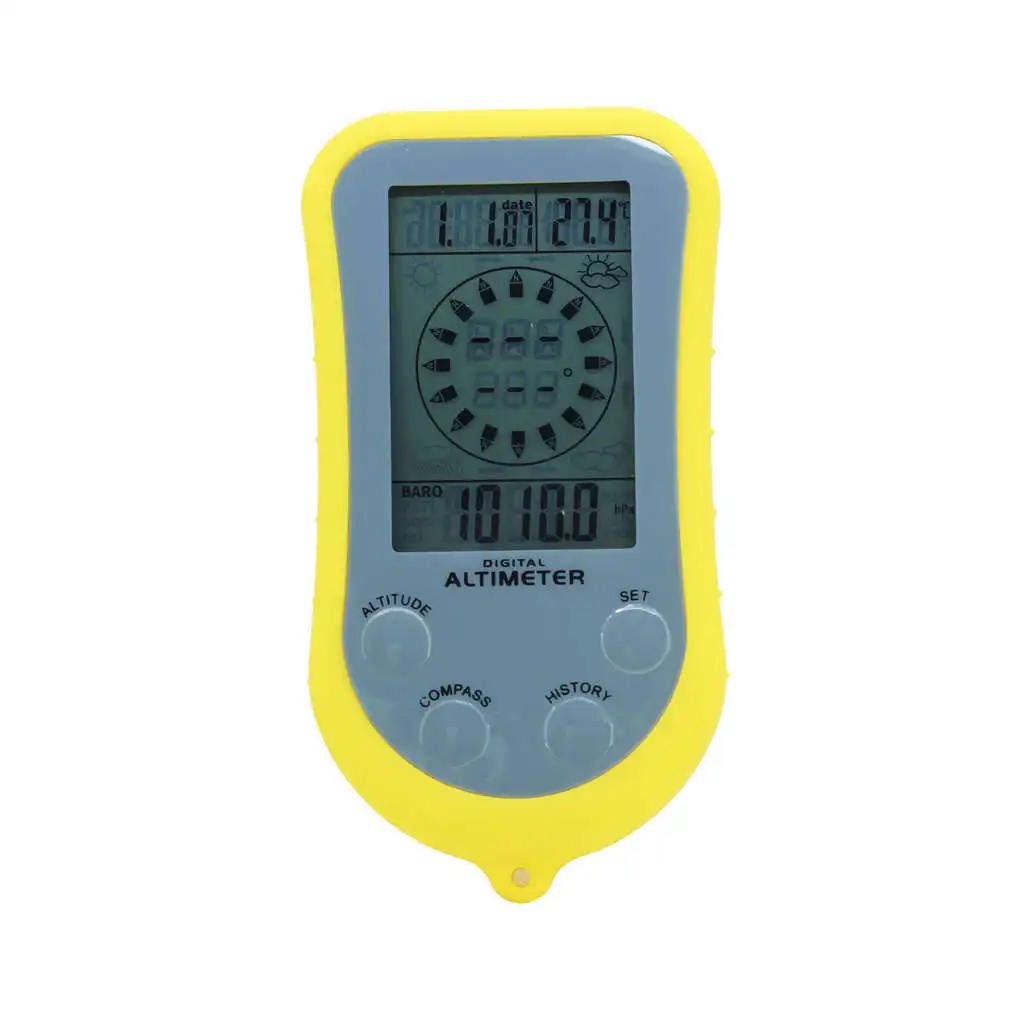 

Multifunction Digital Altimeter Thermometer Weather Forecast Barometer Time Calendar Clock Lcd Backlight Hiking Tools(Yellow)