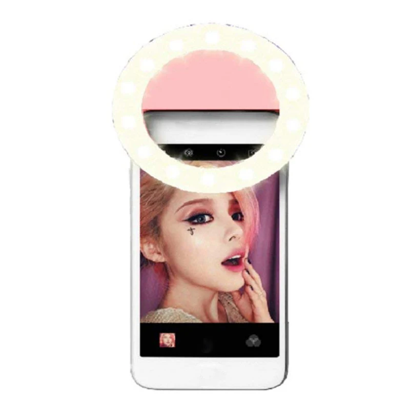 

Clip-on Selfie Self-Timer Ring Light for Cellphones, USB Rechargeable LED for iPhone Samsung Galaxy and all kinds of Cellphones