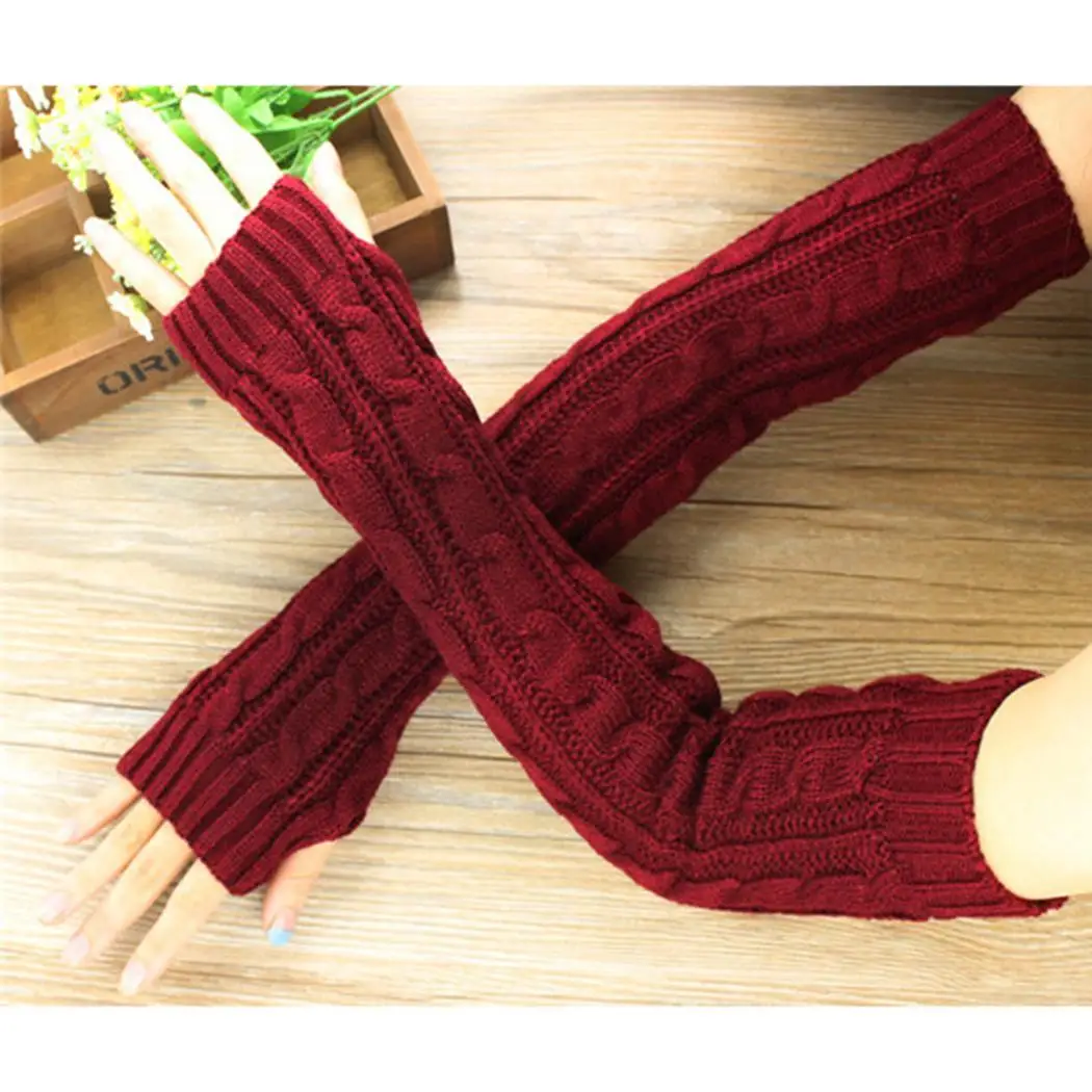 Fashion Finger Winter Joint Gloves 07 Half Solid Long Knitted Women 0 kg Protection Casual Gloves and Fall Arm Keep Warm