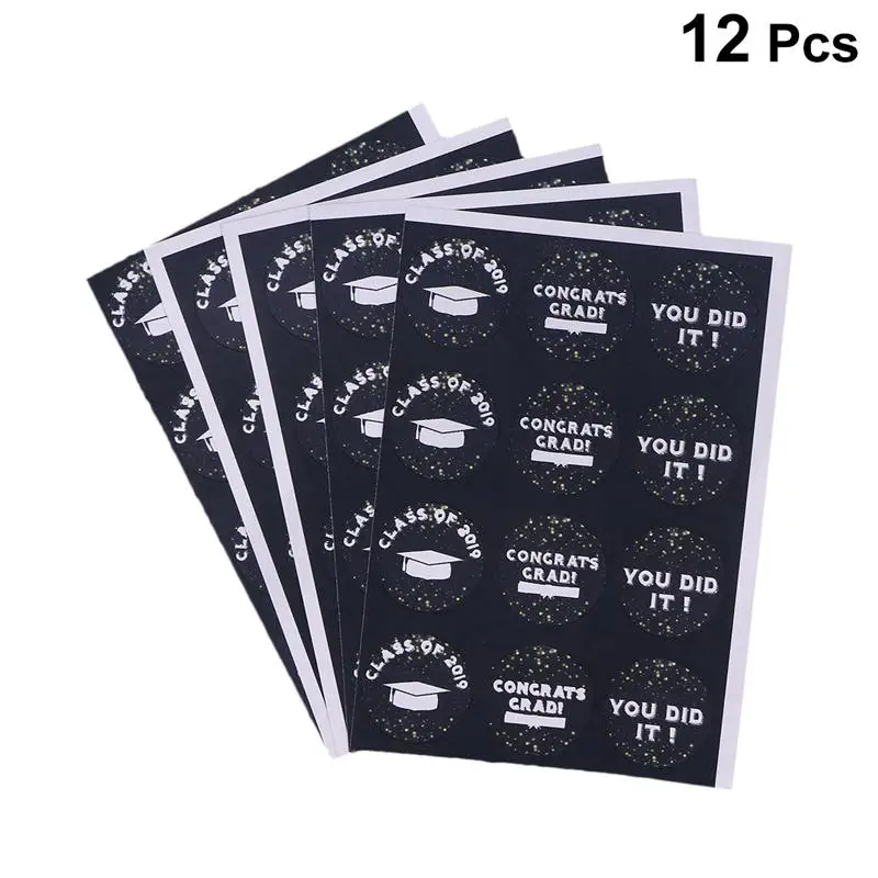 

12 Sheets Certificate 2019 Graduate Cap College Sealing Sticker For Album Scrapbook Window Message Book Wall(20pcs/Sheet)