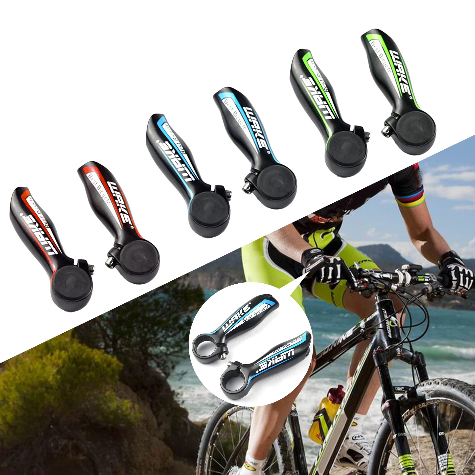 cheap 1 Pair Bicycle Handlebar Ends Aluminum Alloy MTB Mountain Bike Handle Bar Ends 22.2mm