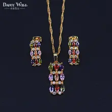 Ювелирные наборы маркиза Свадебные цвет золотистый ожерелье серьги Свадебные Кристалл sieraden Женская Модная бижутерия комплект