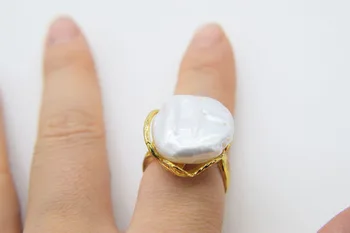 

freshwater pearl ring white reborn keshi flat baroque 22-25mm wholesale beads nature FPPJ 2019 hot