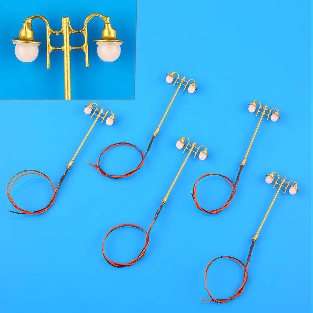 10pcs 1761120 Copper Model Railway Train Lamp Post Street Lights HO Scale Lighting 3Vin