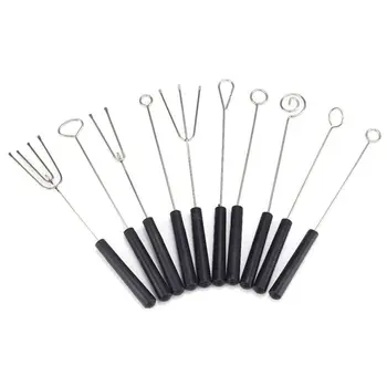 

10Pcs/Set Stainless Steel Chocolate Dipping Fork Plastic Handle Candy Nuts Fruit Cake Fondue Baking Pastry Tool For Chocolate