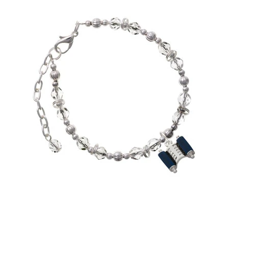 Blue Torah Scroll Clear Beaded Bracelet |