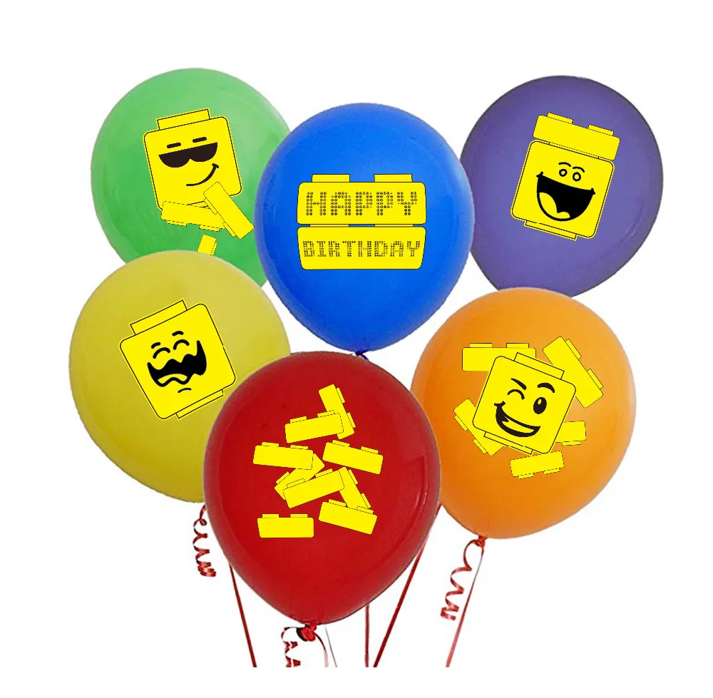 

18pcs Colourful Brick Brick Theme Party Balloons Happy Birthday Building Block Kids Birthday Brick and Block Signs