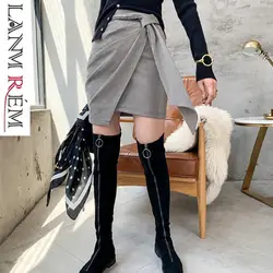 LANMREM 2019 Новая Летняя мода женские плавки Ретро клетчатая короткая юбка универсальная нерегулярная женская одежда Vestido ZA49402