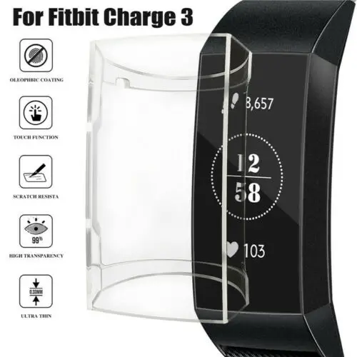 ТПУ чехол для Fitbit Charge 3 часы Прозрачный корпус Защита экрана рамка Крышка