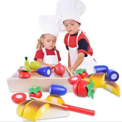 DIY ролевые игры игрушки деревянные фрукты овощная резка кухня игрушка детское образование мини еда игрушки для детей подарок для детей