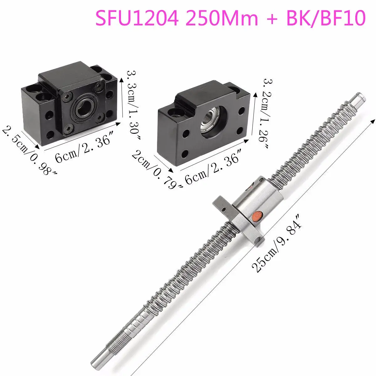 

Antibacklash Ball Screw SFU1204 Length 250mm With Ballnut BF/BK10 End Support Kit Machining Stainless Steel Ball Screw Fittings