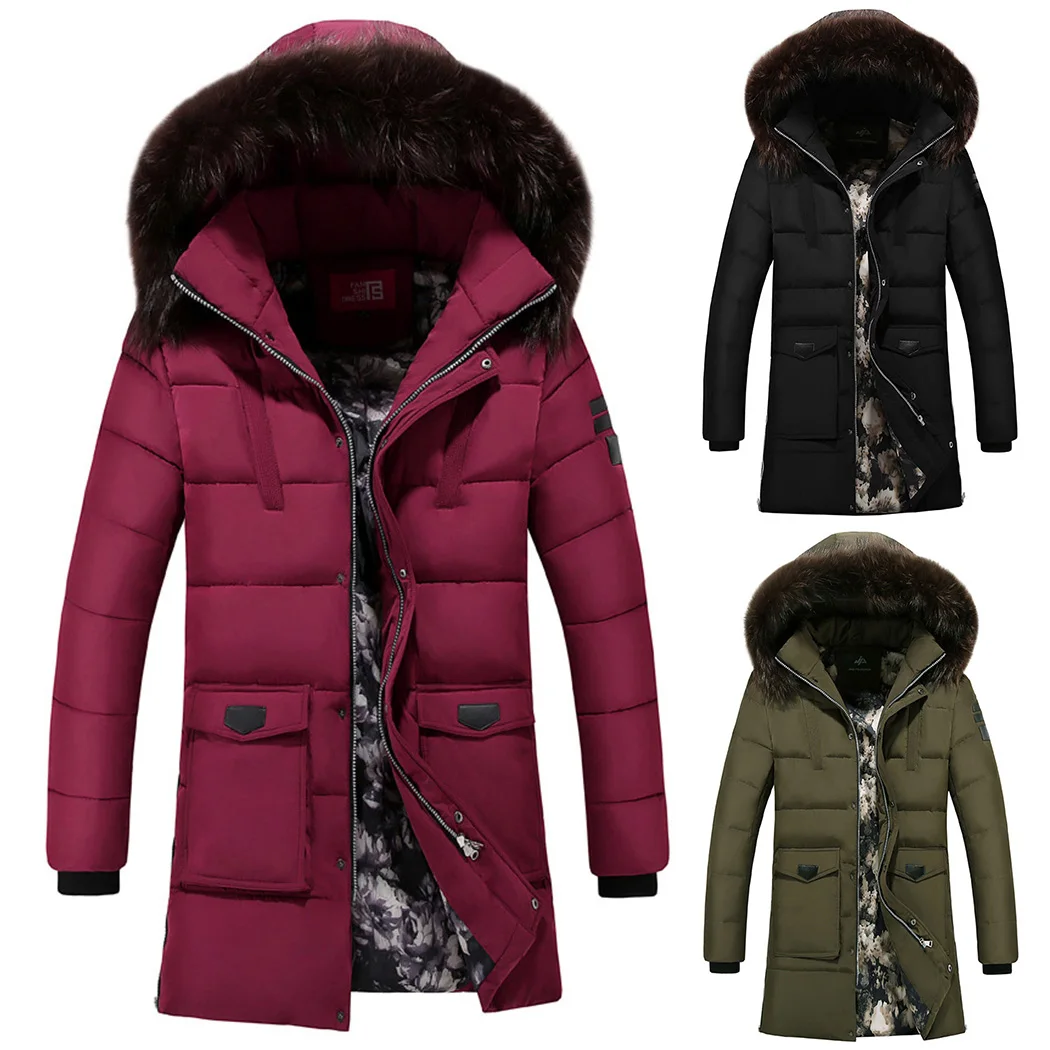 Плюс Размеры Для мужчин куртка пальто плотные теплые зимние куртки Повседневное Для мужчин парка верхняя одежда с капюшоном хлопковая