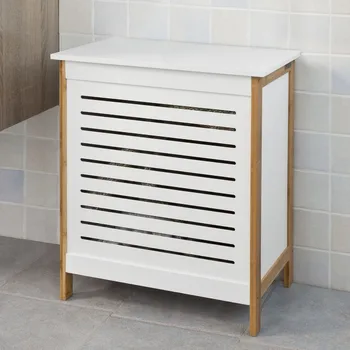 

SoBuy FSS66-WN, Modern Laundry Basket Wooden Laundry Bin Storage Box Hamper with Hinged Lid