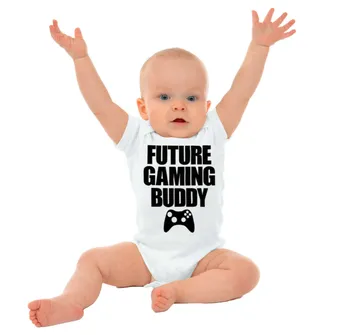 

2020 Future Gaming Buddy Baby Bodysuit Short Sleeve Unisex Cotton Jumpsuit Little Girls Boys Clothing Cute White Onesie