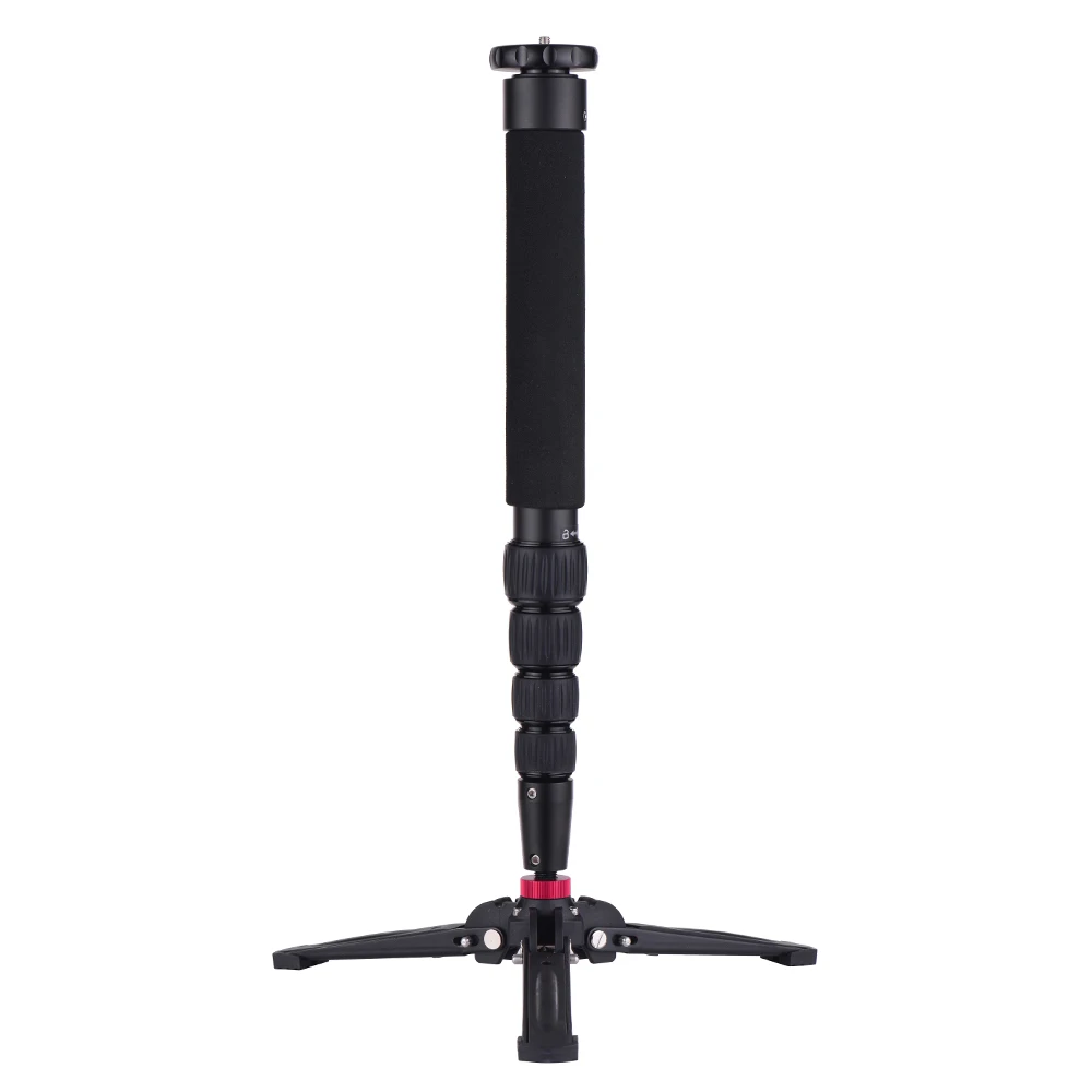 Multifunctional Camera Monopod with Tripod Stand Base 1/4&3/8 Screw Mount Adjustable Height for