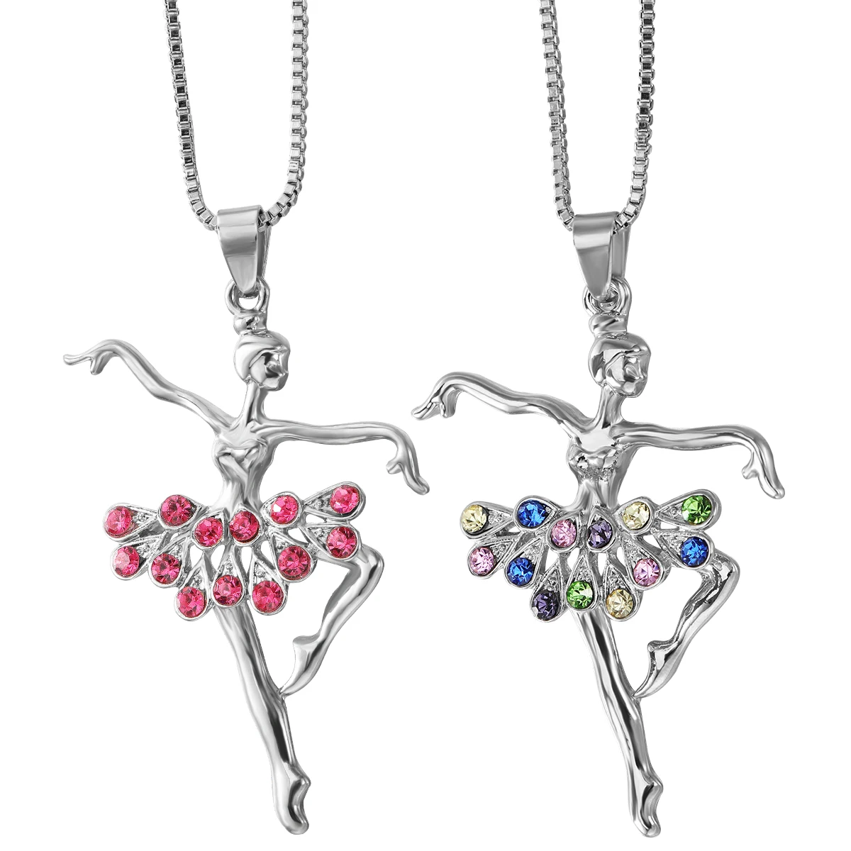 

Crystal Ballet Girls Pendant Necklace Ballerina Shape Neck Decor Gift for Women Ladies Girlfriend Birthday Gift Valentine
