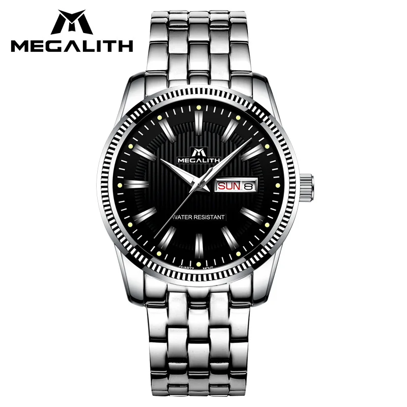 

MEGALITH Fashion Luxury Watch Gents Analogue Calendar Sport Quartz Wrist Watches Mens Waterproof Men Watch Relogio Masculino
