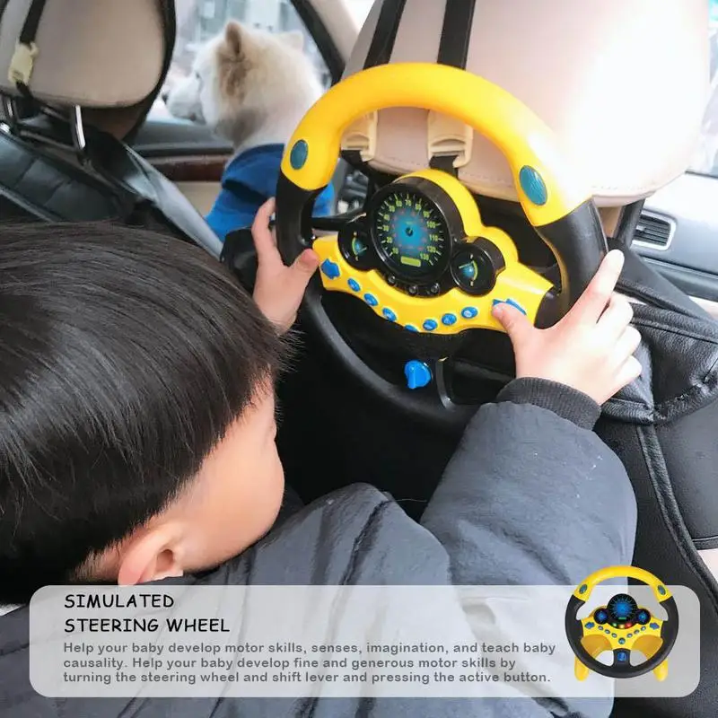 Kids Backseat Steering Wheel Toy Electronic Driver Car Game Toddler Children 
