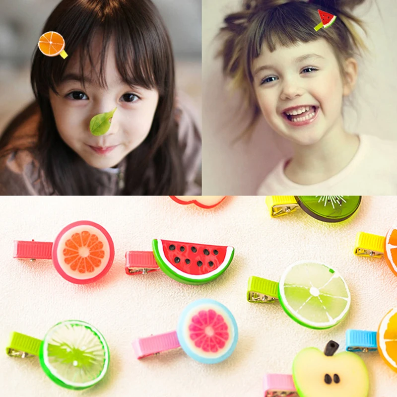 Wedding Kids Acrylic Orange Sweet Fruit Seaside Girls Strawberry Children Kiwi 1PC Candy Color Hair Clips Accessories | Аксессуары для