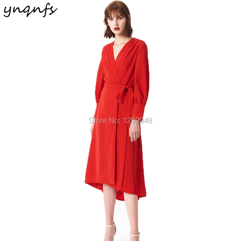 YNQNFS M133 Franse Stijl Italië Satijn V-hals Met Lange Mouwen Red Moeder van de Bruid Jurken 2019 Party Gown Wedding gast Jurk YNQNFS M133 Franse Stijl Italië Satijn V-hals Met Lange Mouwen Red Moeder van de Bruid Jurken 2019 Party Gown Wedding gast Jurk