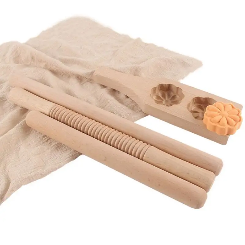 Solid Wood Rolling Pin Beech Pressed Noodle Stick Baking Tool Dumpling
