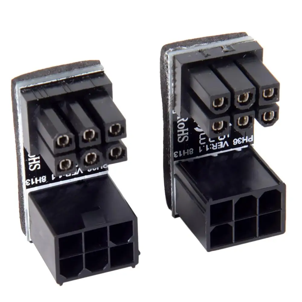 Atx 6pin Female To Male 180 градусов угловой адаптер питания для настольных компьютеров