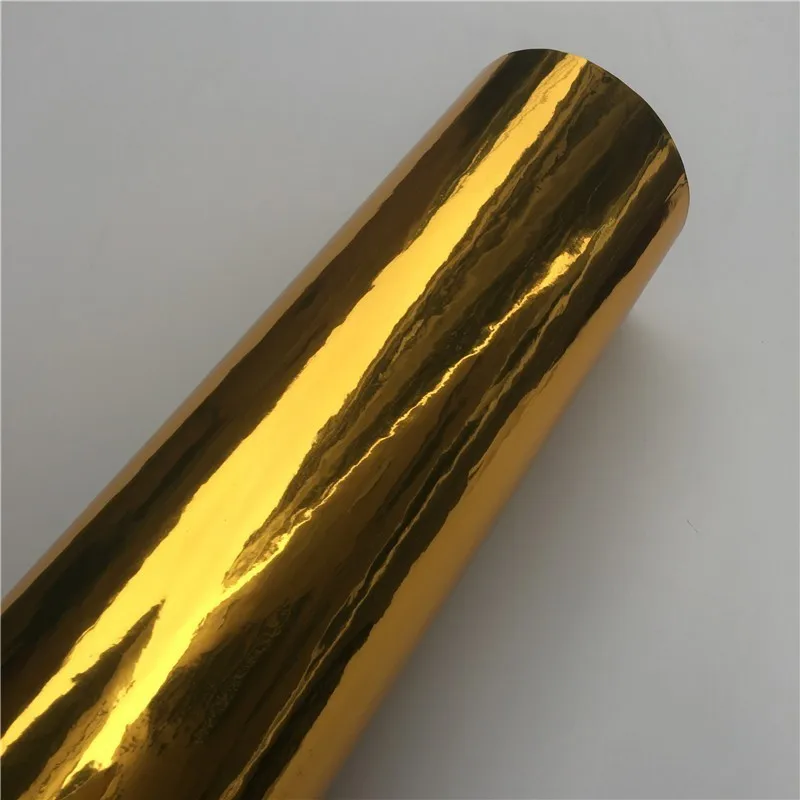 

Flexible Glossy Chrome Gold Car Vinyl Film Wraps Sticker Bubble Free Auto Wrapping Computer Cover Phone Skin