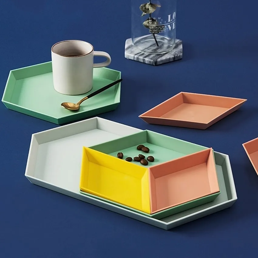 

Multifunction Geometric shape Fruit and vegetable Storage disk kitchen Storage tray plastic Creative Household Snack organizer