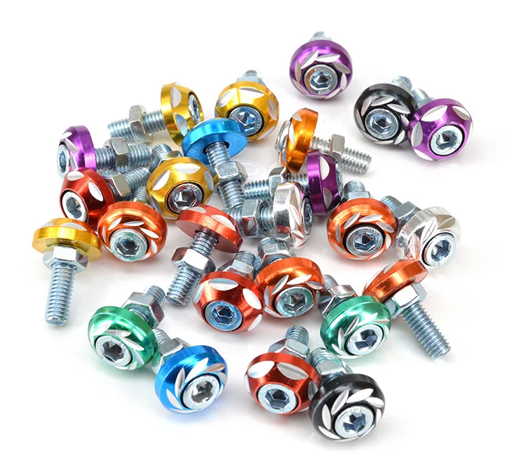 

Motorcycle License Plate Screw Plate Holder Matching Aluminum Alloy Screw + Nut + Screw Cover Colored License Plate Holder Screw