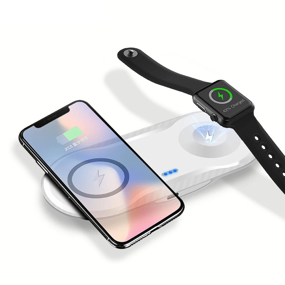

Mobile Phone Chargers 2 in 1 QI Wireless Charger 5W 10W Fast Charging Pad With Charging Cable Quick Charge