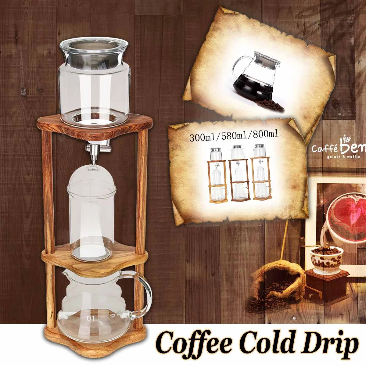 

350ML/580ML/800ML Water Drip Coffee Maker Reusable Glass Filter Tools Espresso Coffee Dripper Pot Ice Cold Brew Coffee Machine