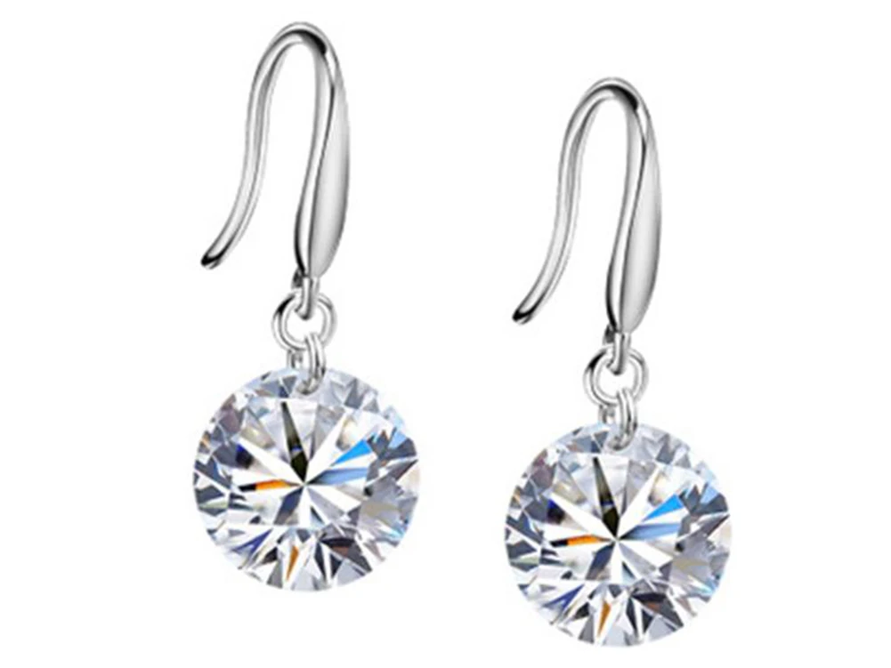 

Fashion Jewelry Crystal Rhinestone Elegant Silver Plated Ear Hook Dangle Earring for Women