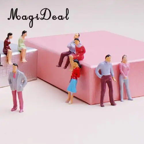 MagiDeal 100 шт 1/50 масштаб окрашенная модель поезда Сидящая подставка люди фигурки для