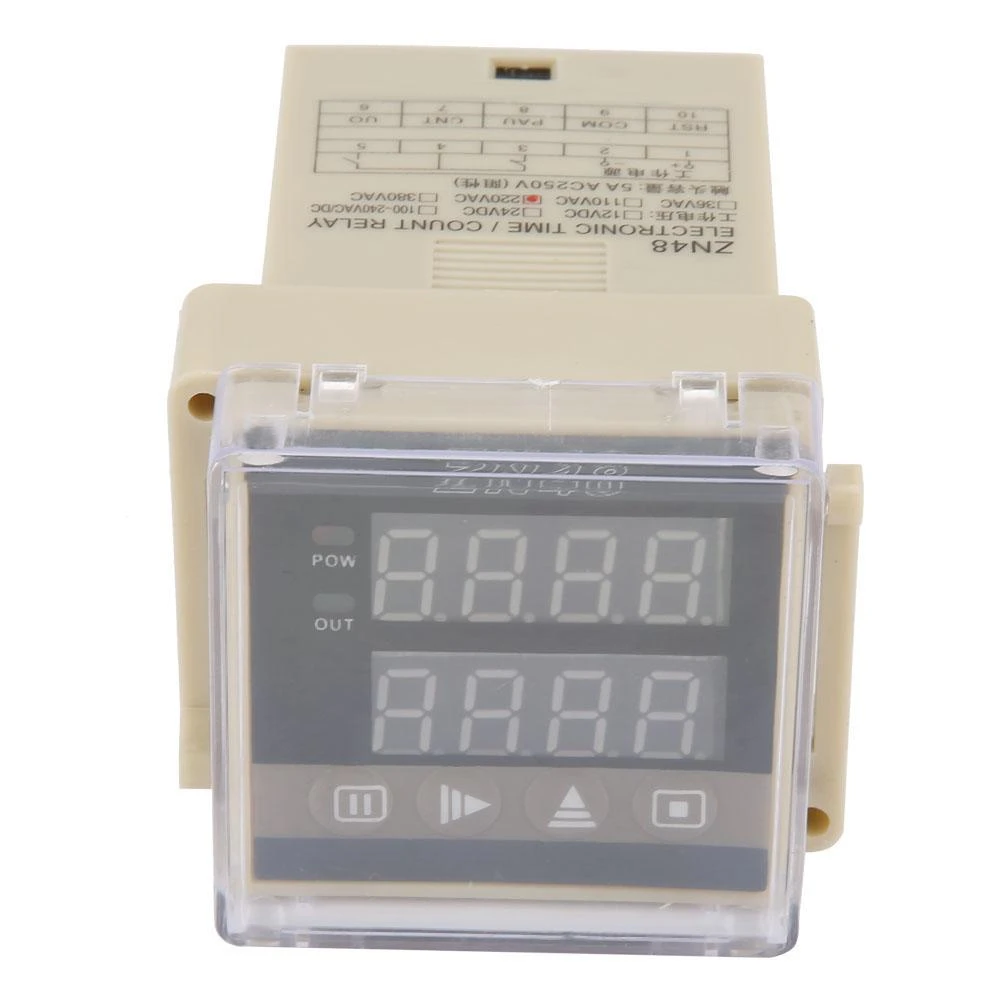 ZN48 Mini LCD Digital Time Relay Counter Medidor de frecuencia de velocidad giratoria multifunci/ón AC220V con 32 funciones//6 modos Digital Time Relay