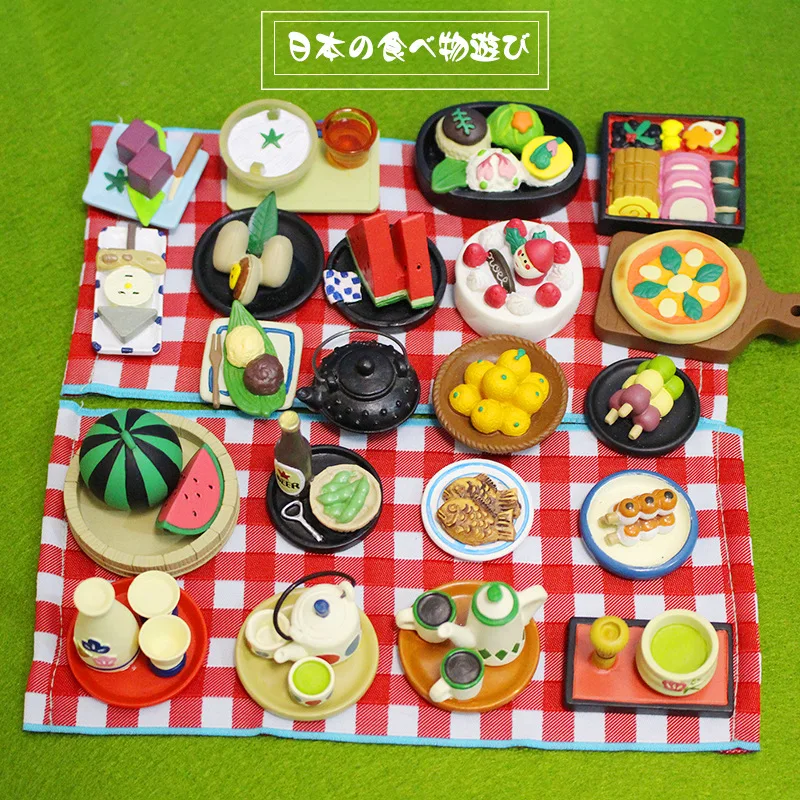 

1:12 Japanese kawaii cartoon mascot lucky new year party sushi cake coffee ice cream pie chair table desk tv teapot candy toy