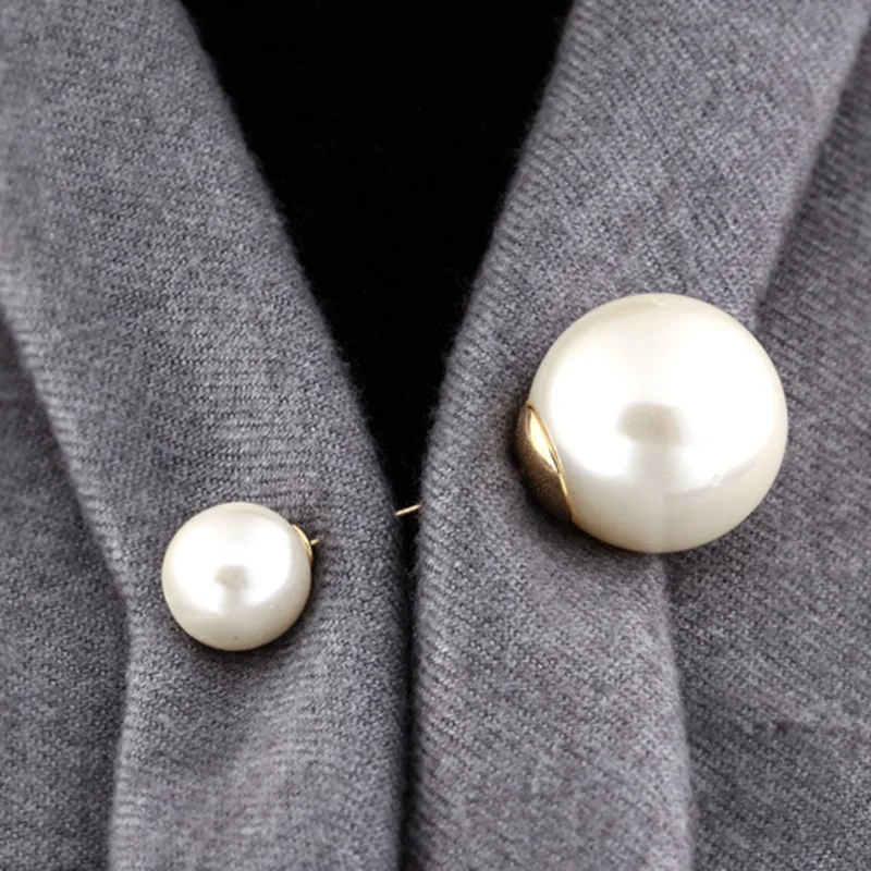 

Hot Sale High Quality Vintage Style Plated Clear Double head Imitation Pearl Big Brooch Wedding Accessories