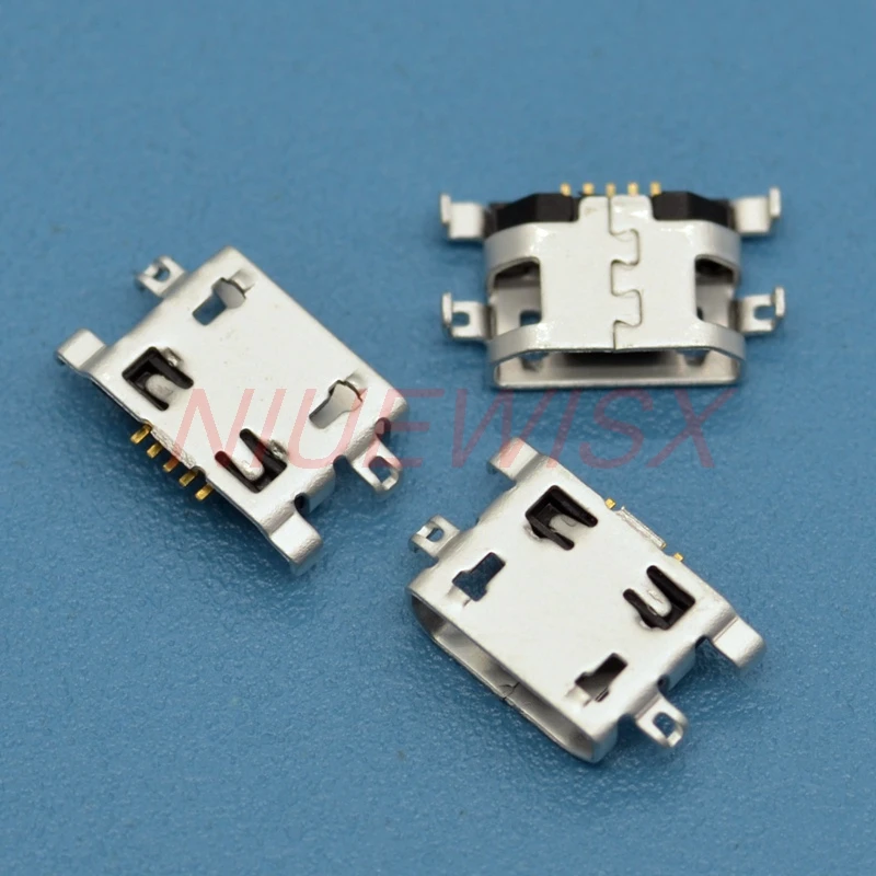 

100pcs Micro USB Connector 5pin heavy plate 1.6mm no side Flat mouth without curling side Female For Mobile Phone USB tail plug