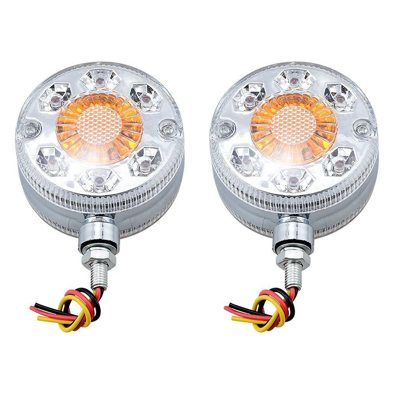 

2pcs 8cm 12W Double Face Turn Signal Brake Lamps Round LED Pedestal Fender Lights High Power 24-LED Double-Sided Marker Light